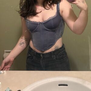 Garage Blue Denim Crop Top